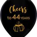 Black cheers to 44 years latex balloons, 12inch (16pcs) 44th birthday decorations party supplies for man and woman