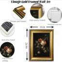 Vintage Gold Framed Moody Floral Wall Art,Dark Rose Still Life Canvas Print | Antique Moody Botanical Wall Decor,Dark Floral Aesthetic Painting,Rustic Cottagecore Artwork for Living Room Bedroom 16x24in