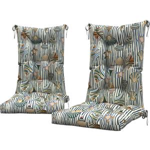Set of 2 Rocking Chair Cushions for Outdoor/Indoor Use, Water Repellent Tufted Chair Pads, 19"x19" Thick Rocking Seat Cushions Set for Patio,Porch Rocker - Crayon Shells, 19"x19"seat/24"x19" Back