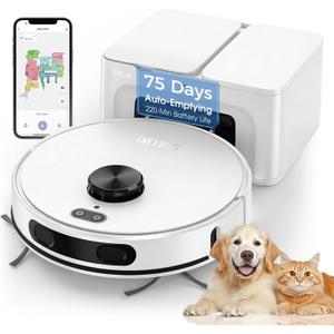 Robot Vacuum and Mop Combo, Mapping Robotic Vacuums Cleaner with 75 Days Self-Emptying, LiDAR Navigation Smart & Strong Suction, WiFi/App/Alexa/Voice Control, Quiet for Home Pet Hair Hard Floor Carpet