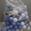 Pack of 100 Plastic Balls, 2.2 inches/5.5 cm, BPA Free Pit Balls Crush Proof Ocean Balls Phthalate Free for Boys Girls Toddlers Indoor Outdoor (Blue,Grey,White)
