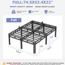 NKZ 22 Inch Full Size Bed Frame, Metal Bed Frame & Box Spring 2 in 1 Platform with Round Corner Legs, 4000Lbs Heavy Duty Metal Frame, Mattress Slide Stopper, Headboard Hole, Noise-Free, Easy Assembly