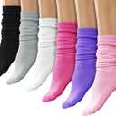Womens Slouch Scrunch Boot Socks, 6 Pairs Warm Winter Thick Knee High Soft Retro Long Sock (One Size, Assorted #3)