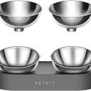 PETKIT Elevated Dog Cat Bowl with 2 Stainless Steel Replaced Bowls, 15 Tilted Raised Cat Food and Water Bowls, Food Grade Material, Nonslip No Spill Pet Feeding Bowls