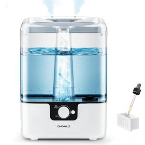 CHIVALZ Humidifiers for Bedroom Large Room, 6L Cool Mist Top Fill Humidifier with Essential Oil Diffuser, 26dB Quiet Ultrasonic Humidifier for Baby Nursery Plants, 50H Runtime Night Light 1 Pack White