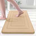 Arotive Memory Foam Bathroom Rug Mat 24x16, Ultra Soft and Absorbent Bath Mat, Machine Wash Dry, Comfortable Bath Rug Carpet for Bathroom Floor, Tub and Shower, Beige