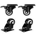 Chokelee 2" Swivel Rubber Heavy Duty Furniture Castors Rollers, PU Non-Marking Noiseless Wheels 2 with Brakes and 2 Unlocks Black