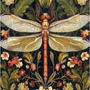Dragonfly Art 500 Pieces Puzzles for Adults Floral Pattern with Vintage Botanical Illustration Jigsaw Puzzle Flowers Stained Glass Effect Dragonfly Challenging Adult Puzzle for Home Decor & Gift