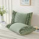 Herside Sage Green Pillowcase King Size 2 Pack,Ruffle Pillow Shams,20x36 inches Chic Boho Pillowcases,French Country Vintage Ruffled Cute Pillowcovers Set of 2 Soft Microfiber