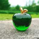 Crystal Apple Figurine Paperweight Craft Ideal Decoration 2.7 Inch Gifts for Wedding Birthday Christmas Green