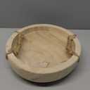 Paulownia Wood Bowl Rustic Wooden Dough Bowl for Decor Decorative Round Serving Key Bowl with Rope Handle and Wood Bead Garland for Christmas Tabletop Centerpiece Home Decor 9.5 inches