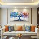 ERQINHUA Large Canvas Wall Art For Living Room Wood Framed Wall Decor For Bedroom Modern Office Decorations Colorful Wall Painting Tree Abstract Pictures Canvas Prints Artwork Home Decor 20x40 In