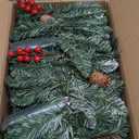 9 FT Christmas Garland with Lights, Battery Operated Green Garland Tree with Pine Cones Red Berries & 50 Lights, Realistic Artificial Decoration for Mantle Stairs Railing Fireplace Outdoor