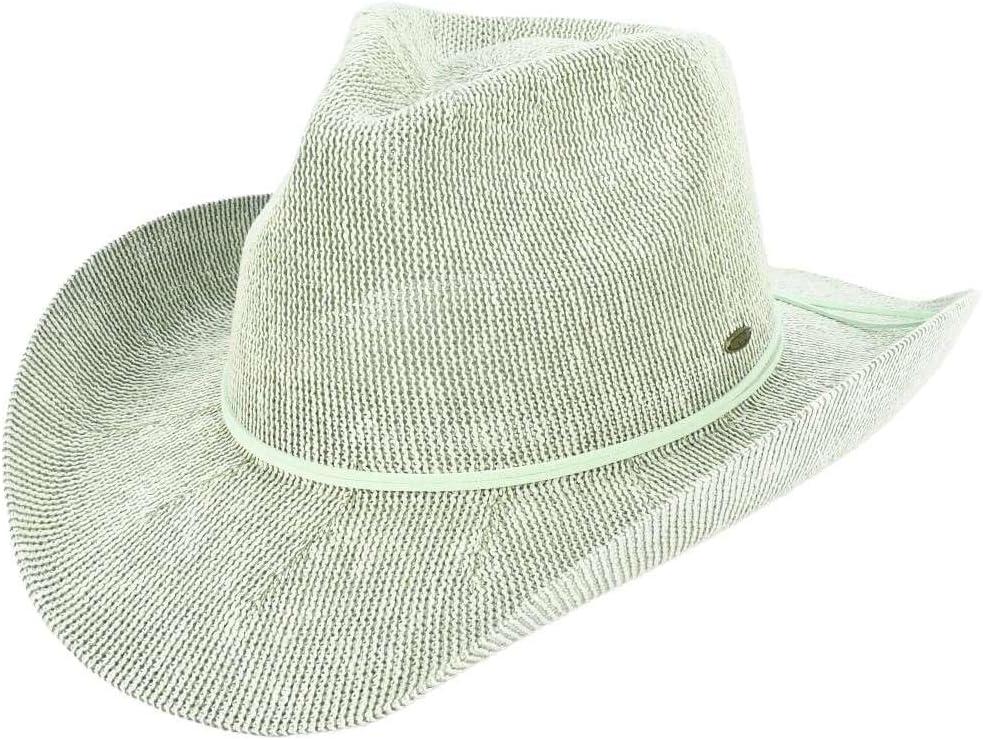 C.C Sparkly Sequin Cowboy Hat with Suede String Trim (One Size, Green)