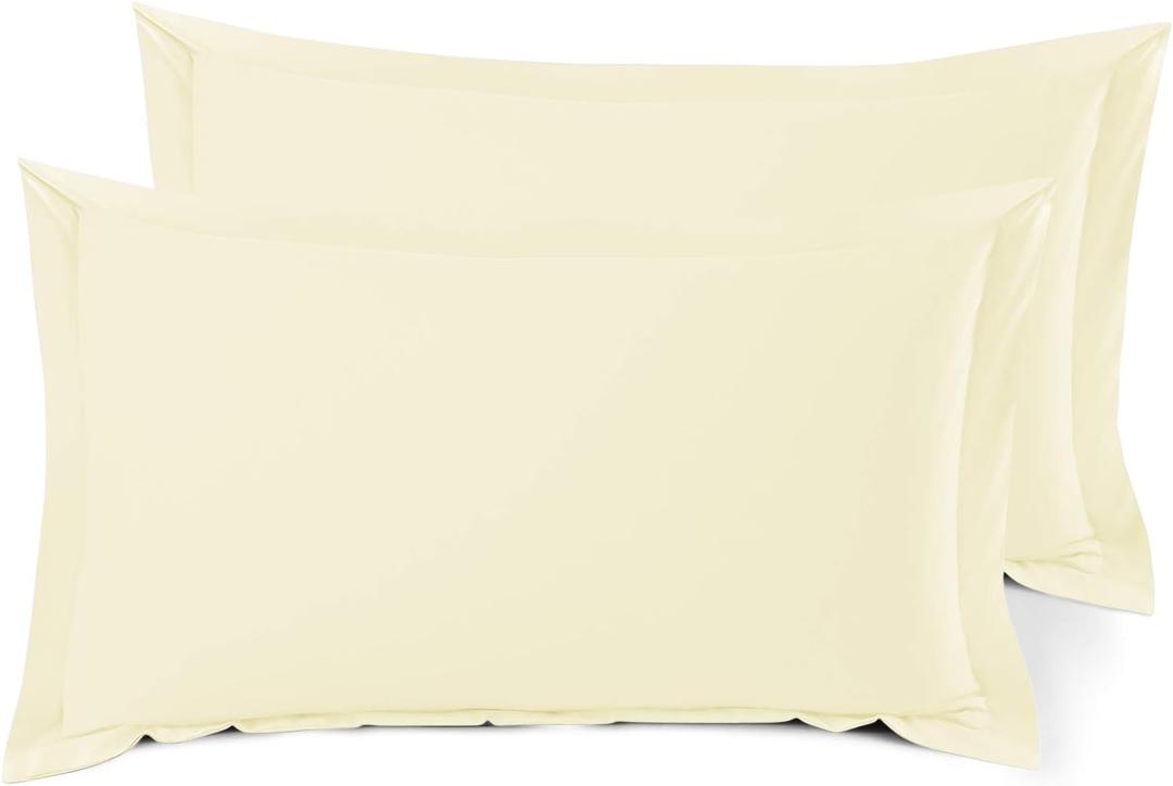 Nestl Soft Pillow Shams Set of 2 - Double Brushed Microfiber Pillow Covers - Hotel Style Premium Bed Pillow Cases, with 1.5 Decorative Flange, King 20"x36" - Vanilla Yellow
