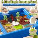 Lehoo Castle Dinosaur Sensory Table with Sand, Sand Table with Lid & 16 Dinosaurs, Adjustable Legs, Indoor Outdoor Play, Role Play Beach Toy, Birthday Gift for Boys Girls