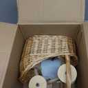 Stroller Shaped Flower Basket - Woven Rattan Basket with Handle Flower Girls Wedding Baby Shower Holder for Present And Wedding Decoration