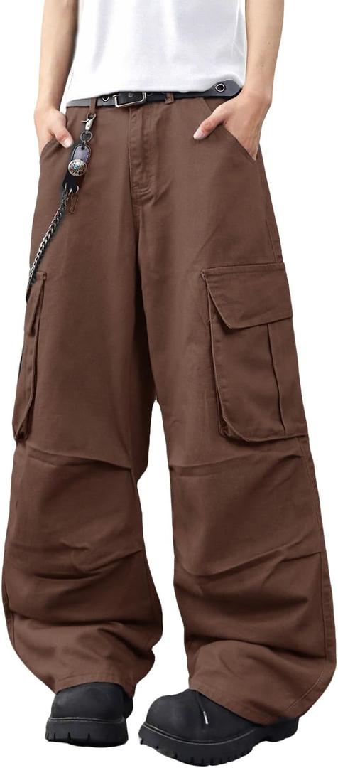 DFGIGT Mens Denim Baggy Pants with Cargo Pockets Mid Weight Casual Streetwear Wide Leg Jeans Hip Hop Skater Trousers,XL