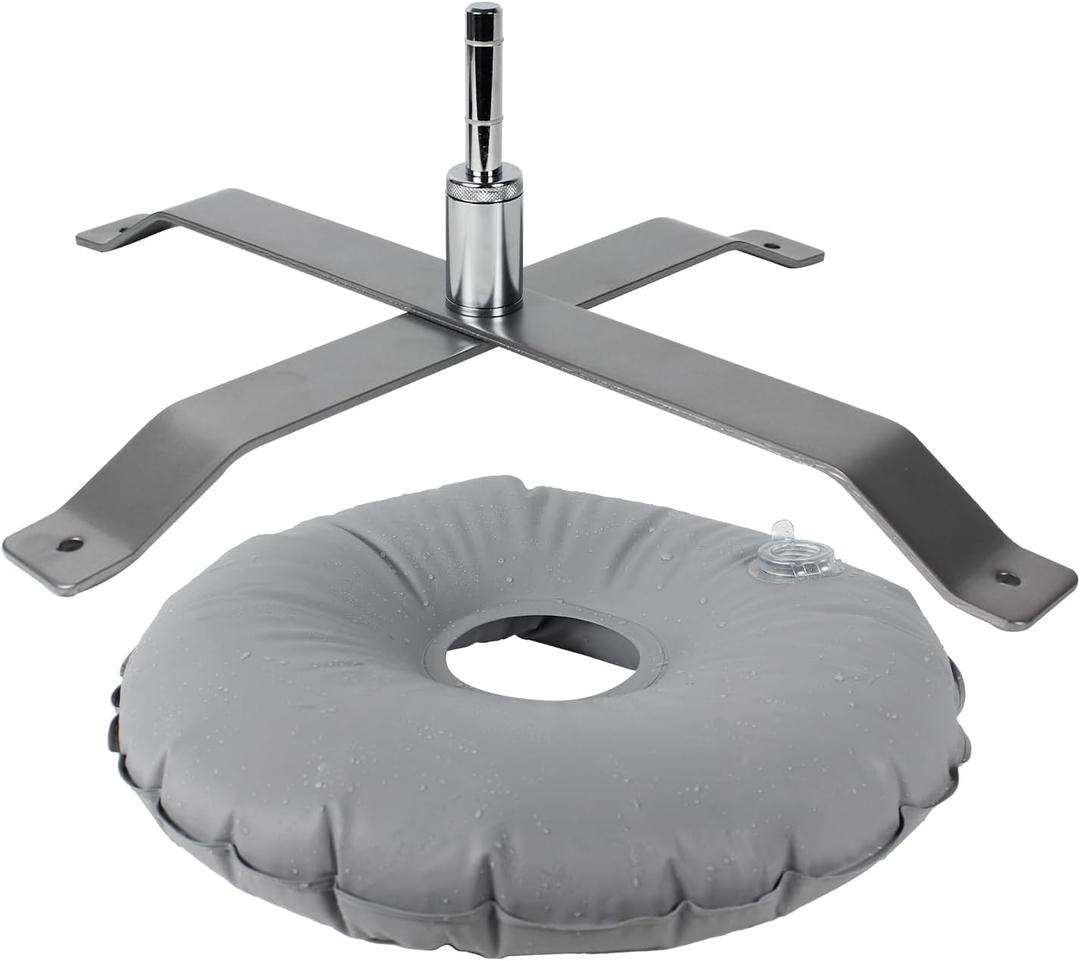 Cross Base Stand for Feather Flag, Feather Flag Weights Base, Stainless Steel Stand (Silver)
