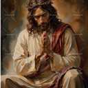 Religious Art Paint by Numbers Kit for Adults - DIY Seated Jesus in Prayer Painting on Canvas 16x20In, Framed Acrylic Paint Set, Suitable for Beginners, Art for Home Decoration/Gifts