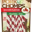 Pork Chomps Baked Pork Skin Dog Chews, 5 Inch Mini Twists, 30 Count - Bacon Flavor Wrap - Long-Lasting Treats for Dogs - High Protein, Rawhide-Free, Low Fat, Healthy & Delicious Chews, Best By 12/18/2027