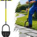 Half Moon Edger Lawn Tool with Double V-Shaped Saw-Tooth Blade & Rubber T-Grip, 40in Edging Shovel for Landscaping, Garden Edging Tool for Landscaping, Manual Lawn Edger Tools for Garden Maintenance (Yellow)