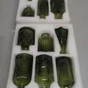 12pcs Green Glass Bud Vases Set, Small Vases for Flowers, Bud Vase for Centerpieces in Bulk, Mini Vintage Vase for Wedding Decorations, Office and Home Table Flower Dcor