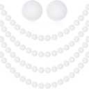 MARFOREVER 4 Pack 26.3 Ft Winter White Pom Pom Garland Ornaments, 30 Balls Christmas Felt Garland Hanging Supplies for Winter Wonderland Christmas School Classroom Fireplace Wall Home Party Decoration
