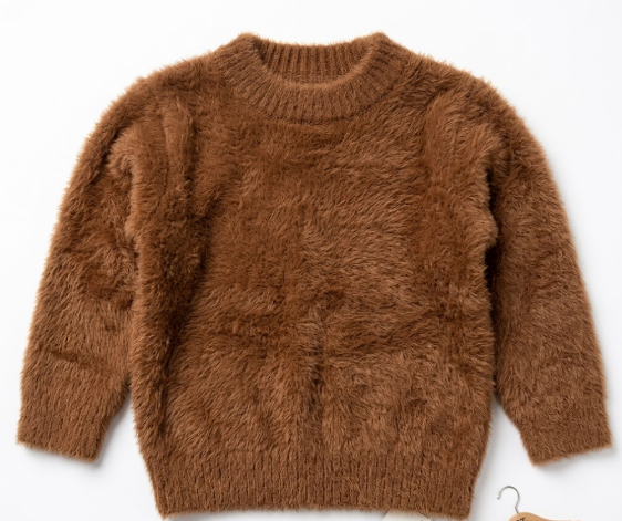 Curipeer  Solid Ruffle Basis Pullover Sweater Turtleneck Longsleeve Fall Clothes for Baby Girl and Boy (3-6 Months, Brown)