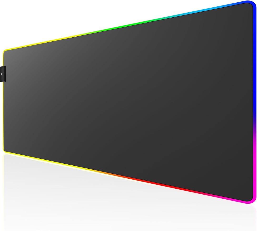 KTRIO RGB Large Gaming Mouse Pad Desk Mat, Superior Micro-Weave Cloth, Non-Slip Rubber Base, Stitched Edges, Water-Resistant, for Gamer, Office & Home, 35.4 x 15.7 in, 31.5l X 15.7w Inches