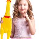 Xeehwb 22 Inch Crazy Huge Rubber Chicken,Yellow Squeeze Chicken Toys,Squeaky Chicken Dog Toys,Squawking Prank Novelty Gag Gift