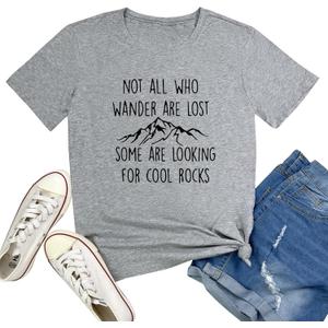 YITAN Women Cute Tees NOT All WHO Graphic Crewneck T-Shirts (S, Grey)