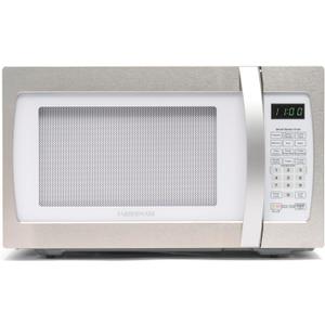 Farberware 1.3 Cu. Ft. Countertop Microwave Oven  1100 Watts Power, Smart Sensor Auto Cook Settings, Defrost, Easy Clean and Child Safety Lock - White Platinum