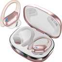 Catitru Wireless Earbuds Bluetooth Headphones 80H Playback Ear Buds Power Display with Noise Canceling Mic with Earhooks for Sports/Workout - Rose Gold