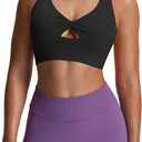 Aoxjox Women's Workout Sports Bras Twist Front Fitness Training Gym Bra Yoga Crop Lola Tank (Black, XL)