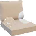 AAAAAcessories Outdoor Deep Seat Cushions, Waterproof, Fade-Resistant Patio Furniture Replacement Cushions, 24" x 24" x 5", Beige (24x24-19'' Mid Back-1 Count)