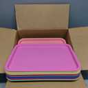 Mumufy 24 Pcs Plastic Fast Food Trays Bulk Colorful Restaurant Serving Trays Cafeteria Rectangular Plastic Serving Platter Grill for Kitchen Restaurant Coffee (Retro Color)