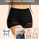 ASIMOON Tummy Control Boyshorts Underwear for Women Stretch High Waisted Shapewear Sexy Mesh No Show Panties for Ladies (Black, XL)