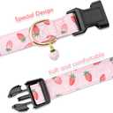 Faygarsle Pink Strawberry Print Cotton Dog Collar for Small, Medium, Large Boys Girls Dogs L