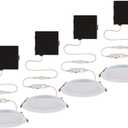 Slim Baffle 4 in. Color Selectable New Construction and Remodel Canless Recessed Integrated LED Kit (4-Pack)