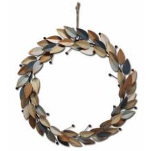Holiday Home 15.3 in Metal Wreath Leaves, 1 ct