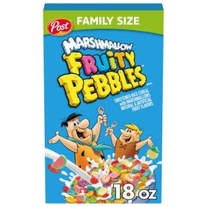 Marshmallow Fruity PEBBLES Breakfast Cereal for Kids, Gluten Free, Made with Sweetend Puffed Rice, 18 oz,  BBD Jan 10 2027