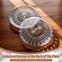 10 Pcs Round Plastic Serving Platters Bulk Clear Plastic Tray Acrylic Crystal Flan Plates Diamond Embossed Dinnerware for Party Food Cake Cookie Fruits Birthday Wedding Supplies(9.8 Inch)