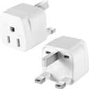 2 Pack US to UK Travel Plug Adapter, Type G, 3 Pin Grounded Wall Outlet Power Adapter for Scotland, British London, England, Hong Kong, Ireland and More (White)