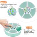 Pawtong Snack Rotator Container Reusable Snack Box with 5 Compartment Dispenser and Lid, Color Matching Opening Lid, BPA and PVC Free, for Home, School, Travel (1 Pack- Green)