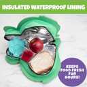 Kid's Insulated Dinosaur-Shaped Lunch Box w Strap- Keeps Food Hot or Cold For Hours- Reusable Bag Fits Ice Packs, Bento Containers, Thermoses Easily- Make Back to School Lunches Fun for Boys & Girls