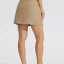 Willit Women's Golf Skirts Zipper Pockets High Waisted Stretchy Skorts Quick Dry Athletic Tennis Casual Skorts (8, Khaki)