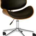 Armen Living Daphne Office Chair in Black Faux Leather and Chrome Finish, 33" x 21" x 20"
