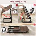 Extra Large TV Dinner Tray Table & End Table, Height & Angle Adjust Laptop Desk, Easy to Install, Foldable &Easy to Store, with Phone & Tablet Stand, for Couch, Bed, Side, Walnut Wood Desktop, Flat