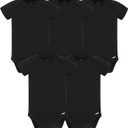 Gerber baby-boys 5 Pack Onesies Multi-packs Bundle Interlock 180 Gsm (3-6 Months, Black)
